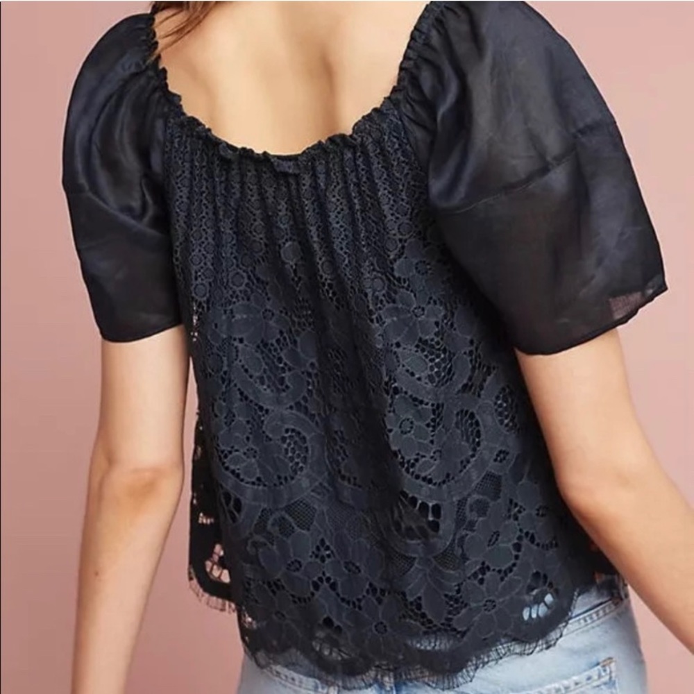 Anthropologie Moulinette Soeurs Black Lace Top, M - Picture 4 of 8